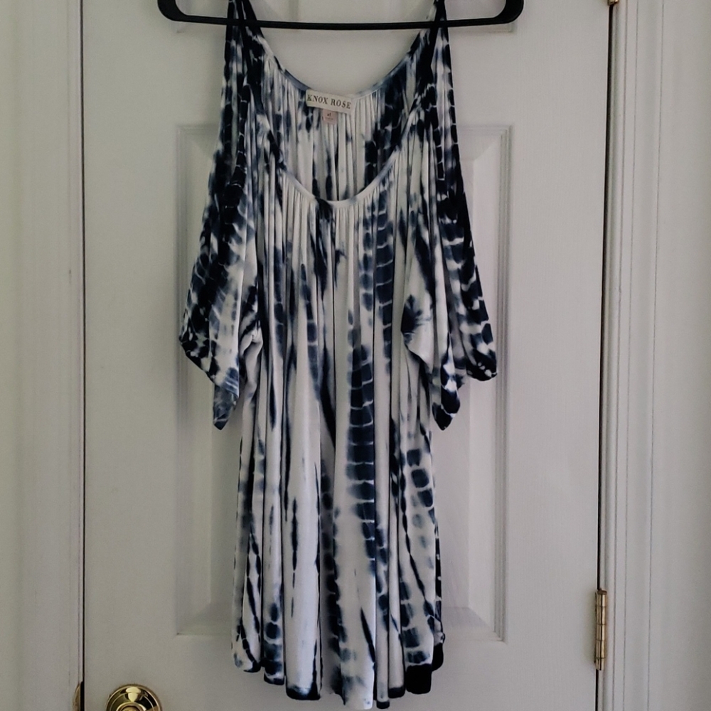 Tie dye cold shoulder top